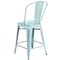 Merrick Lane Sabine Metal Indoor-Outdoor Counter Stool with Vertical Slat Back and Integrated Footrest